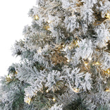 7' Flocked Rock Springs Spruce Artificial Christmas Tree with 350 Clear LED Lights and 800 Bendable Branches by Nearly Natural