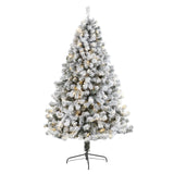 7' Flocked West Virginia Fir Artificial Christmas Tree with 350 Clear LED Lights by Nearly Natural