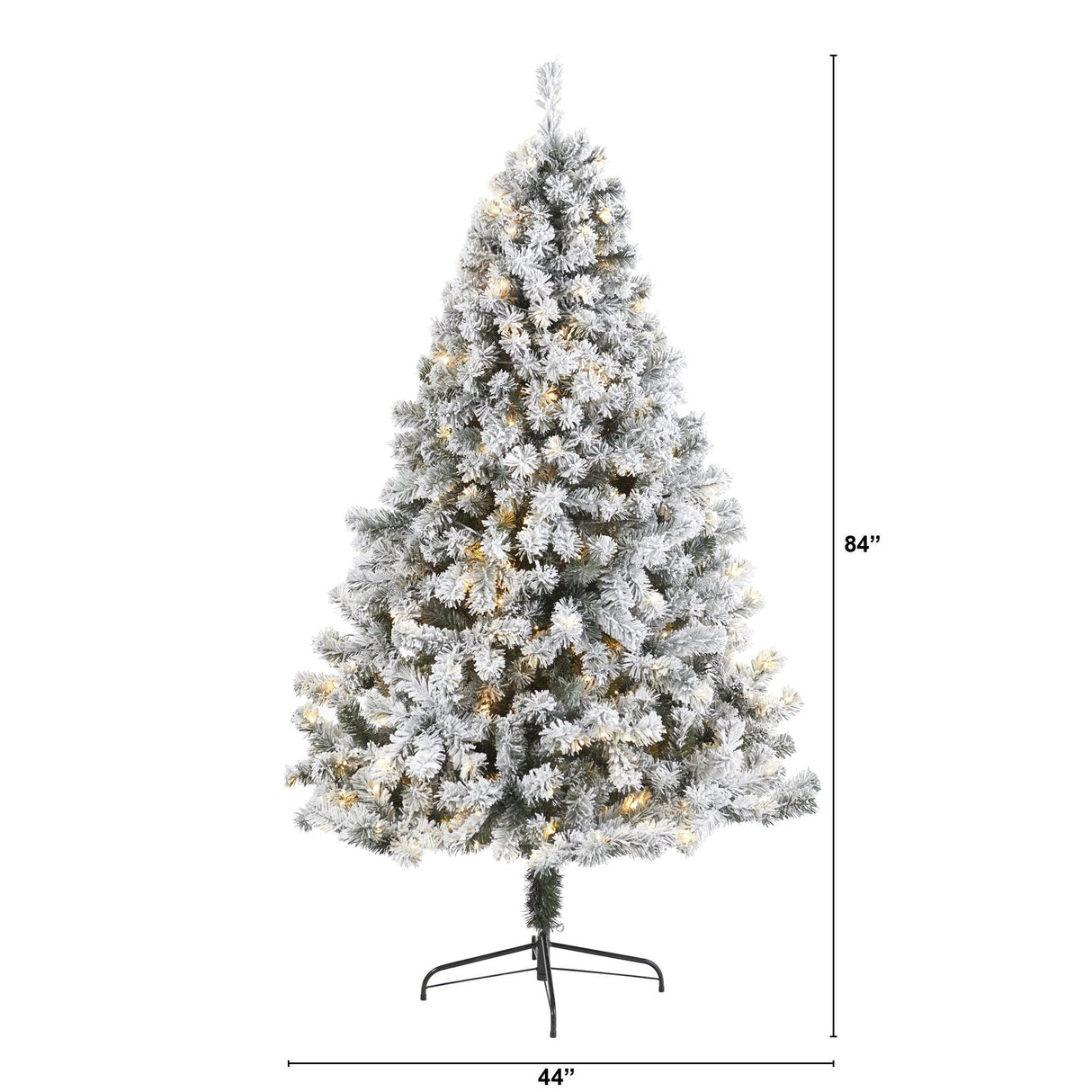 7' Flocked West Virginia Fir Artificial Christmas Tree with 350 Clear LED Lights by Nearly Natural