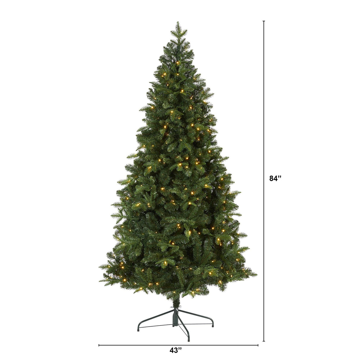 7’ Grand Teton Spruce Flat Back Artificial Christmas Tree with 220 Clear LED Lights and 953 Bendable Branches by Nearly Natural