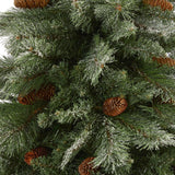 7’ Snowed French Alps Mountain Pine Artificial Christmas Tree with 833 Bendable Branches and Pine Cones by Nearly Natural