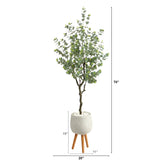 70” Eucalyptus Artificial Tree in White Planter with Stand by Nearly Natural