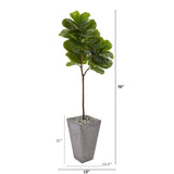 70” Fiddle Leaf Artificial Tree in Cement Planter (Real Touch) by Nearly Natural