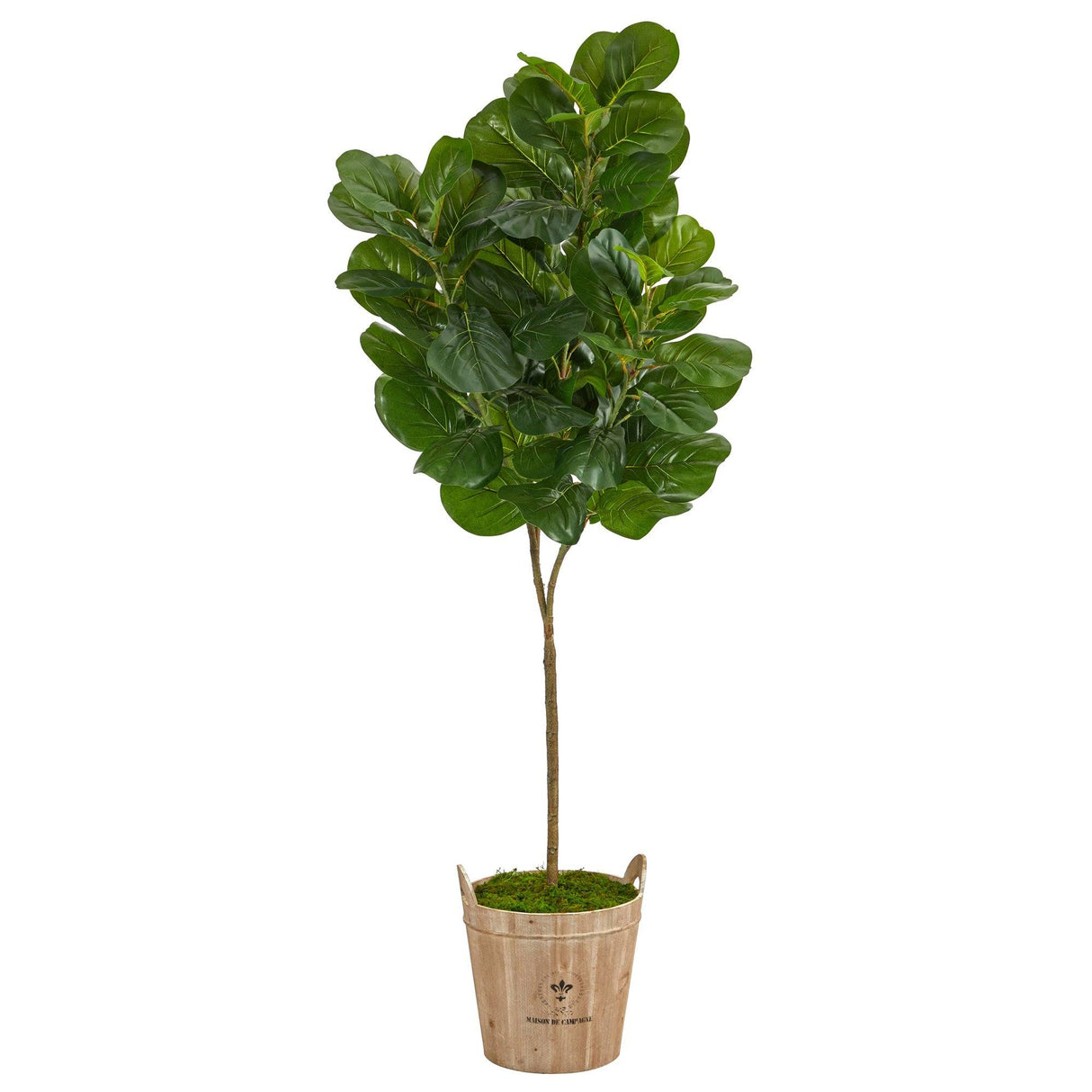 74” Fiddle leaf Fig Artificial Tree in Farmhouse Planter by Nearly Natural