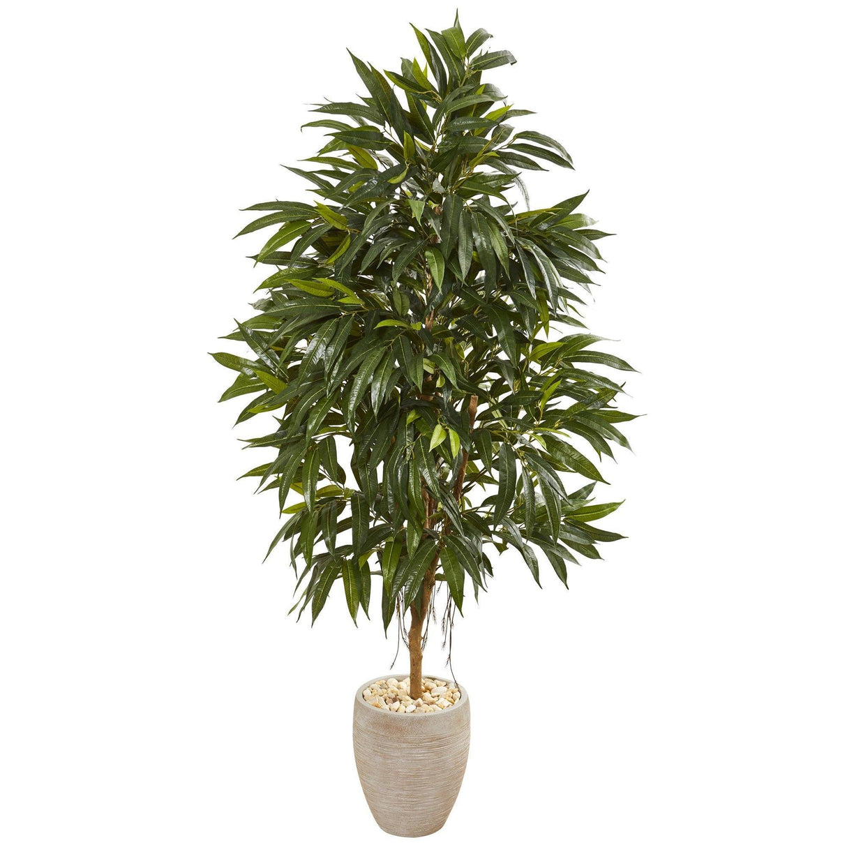 74” Royal Ficus Artificial Tree in Sand Colored Planter by Nearly Natural