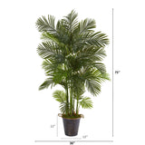 75” Areca Palm Artificial Tree in Decorative Metal Pail with Rope by Nearly Natural