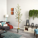 7.5’ Olive Artificial Tree in Decorative Planter by Nearly Natural