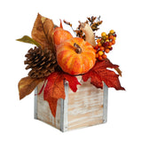 8” Fall Pumpkin, Gourd, Berries and Pinecones Artificial Autumn  Arrangement in Natural Washed Vase by Nearly Natural