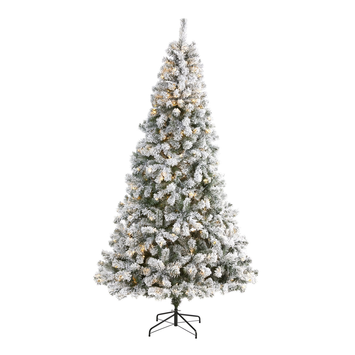 8' Flocked West Virginia Fir Artificial Christmas Tree with 500 Clear LED Lights by Nearly Natural