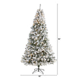 8' Flocked West Virginia Fir Artificial Christmas Tree with 500 Clear LED Lights by Nearly Natural