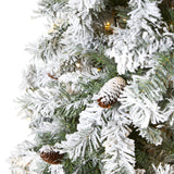 8' Flocked White River Mountain Pine Artificial Christmas Tree with Pinecones and 500 Clear LED Lights by Nearly Natural