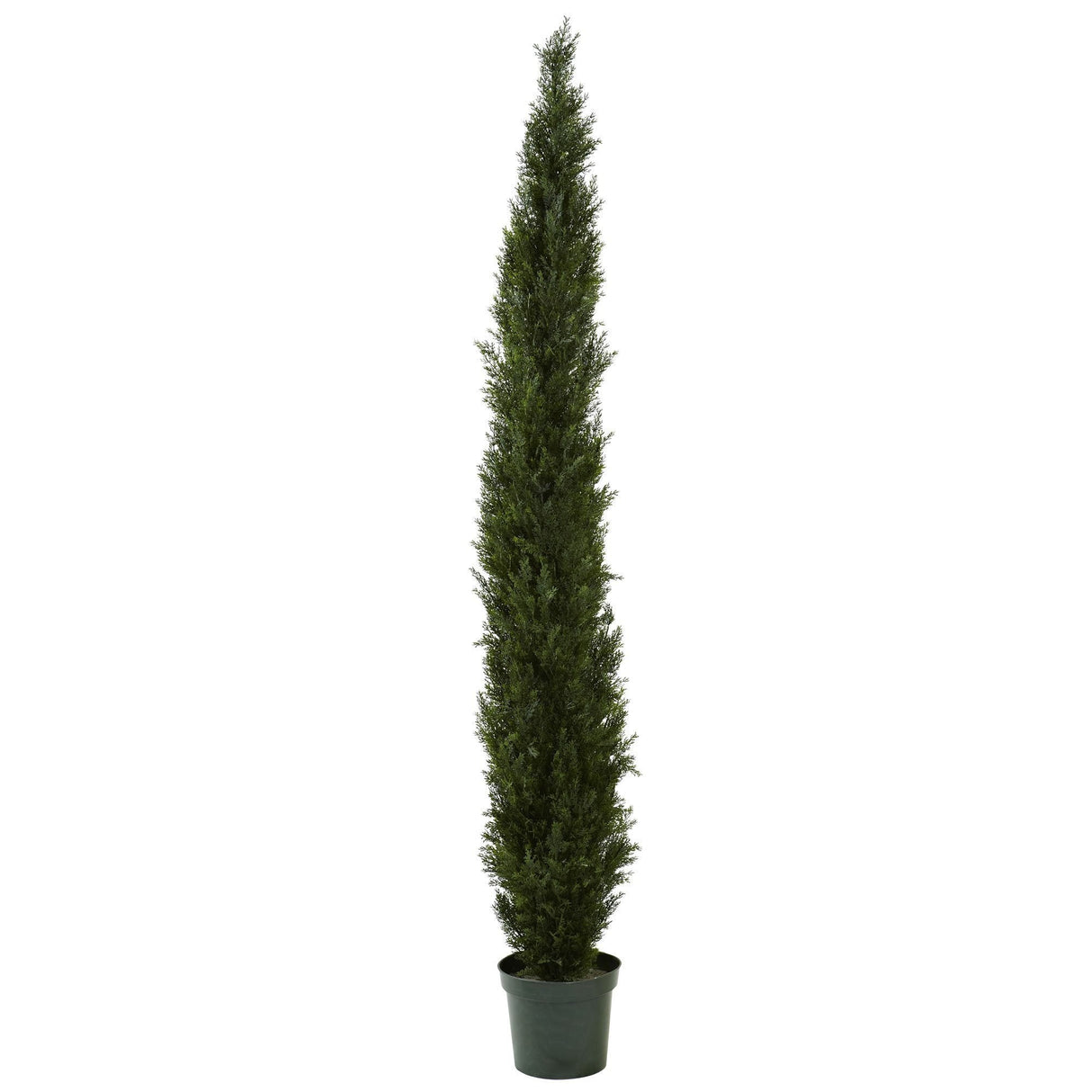 8' Mini Cedar Pine Tree w/4249 tips in 12” Pot (Two Tone Green) by Nearly Natural