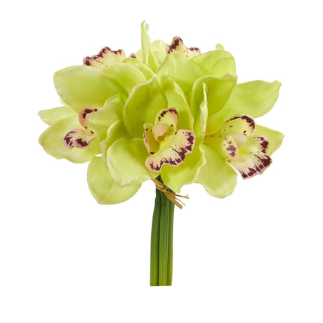 9” Cymbidium Orchid Artificial Flower Bundle (Set of 6) by Nearly Natural