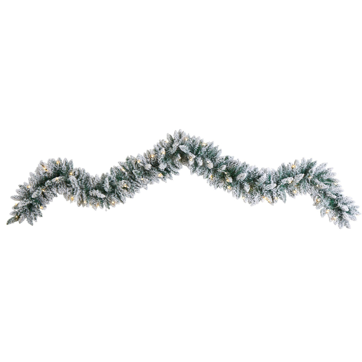 9’ Flocked Artificial Christmas Garland with 50 Warm White LED Lights by Nearly Natural