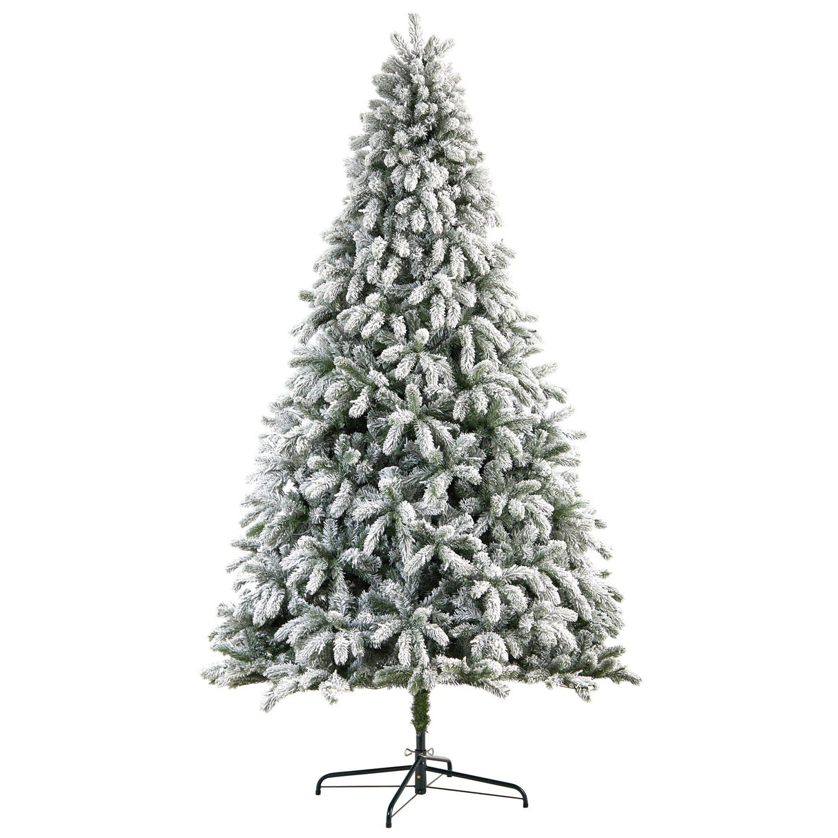 9’ Flocked South Carolina Spruce Christmas Tree with 850 Clear Lights and 2329 Bendable Branches by Nearly Natural