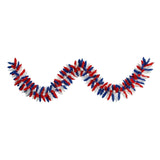 9’ Patriotic “American Flag” Themed Artificial Garland with 50 Warm LED Lights by Nearly Natural