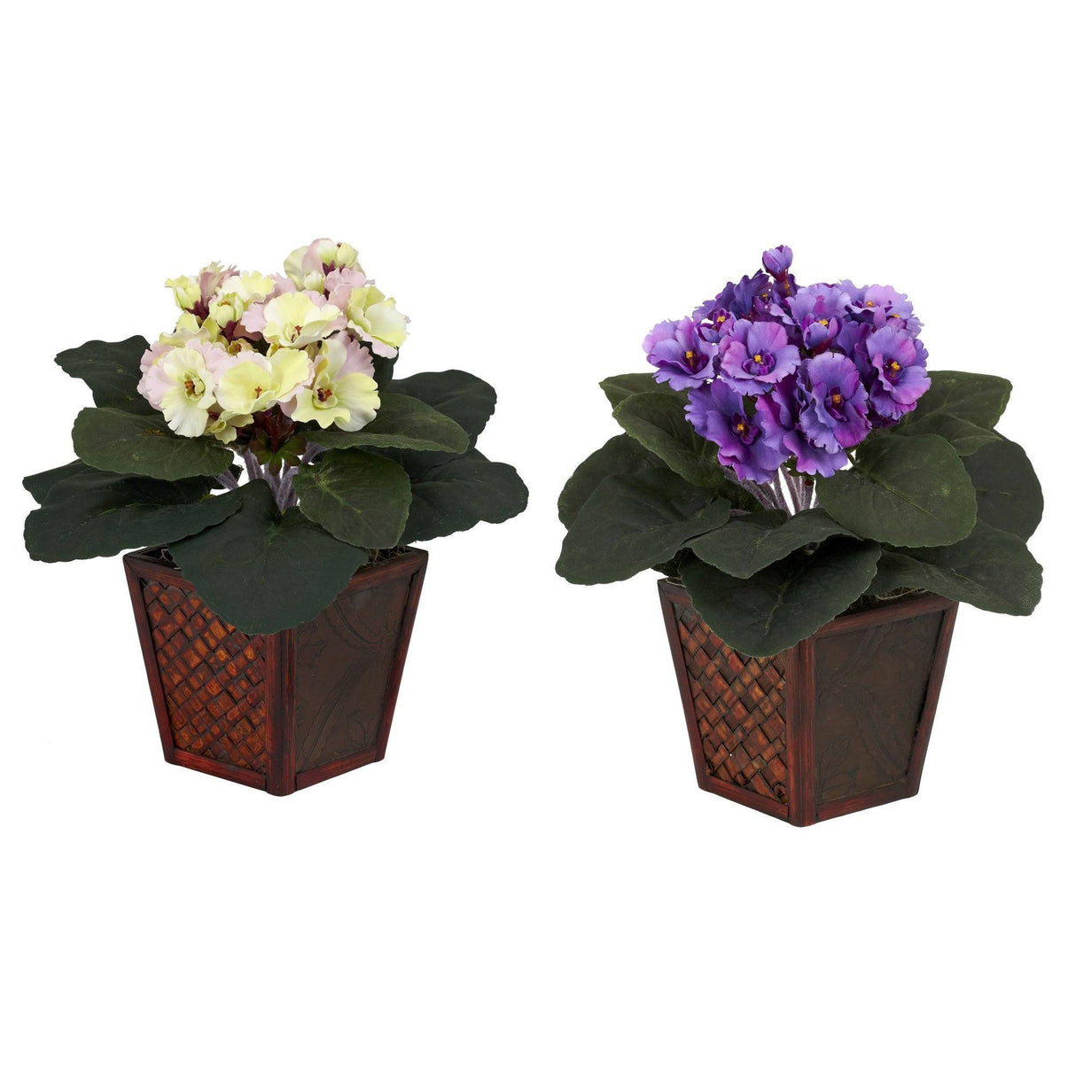 African Violet w/Vase Silk Plant (Set of 2) by Nearly Natural