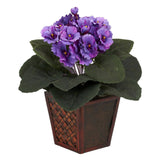 African Violet w/Vase Silk Plant (Set of 2) by Nearly Natural