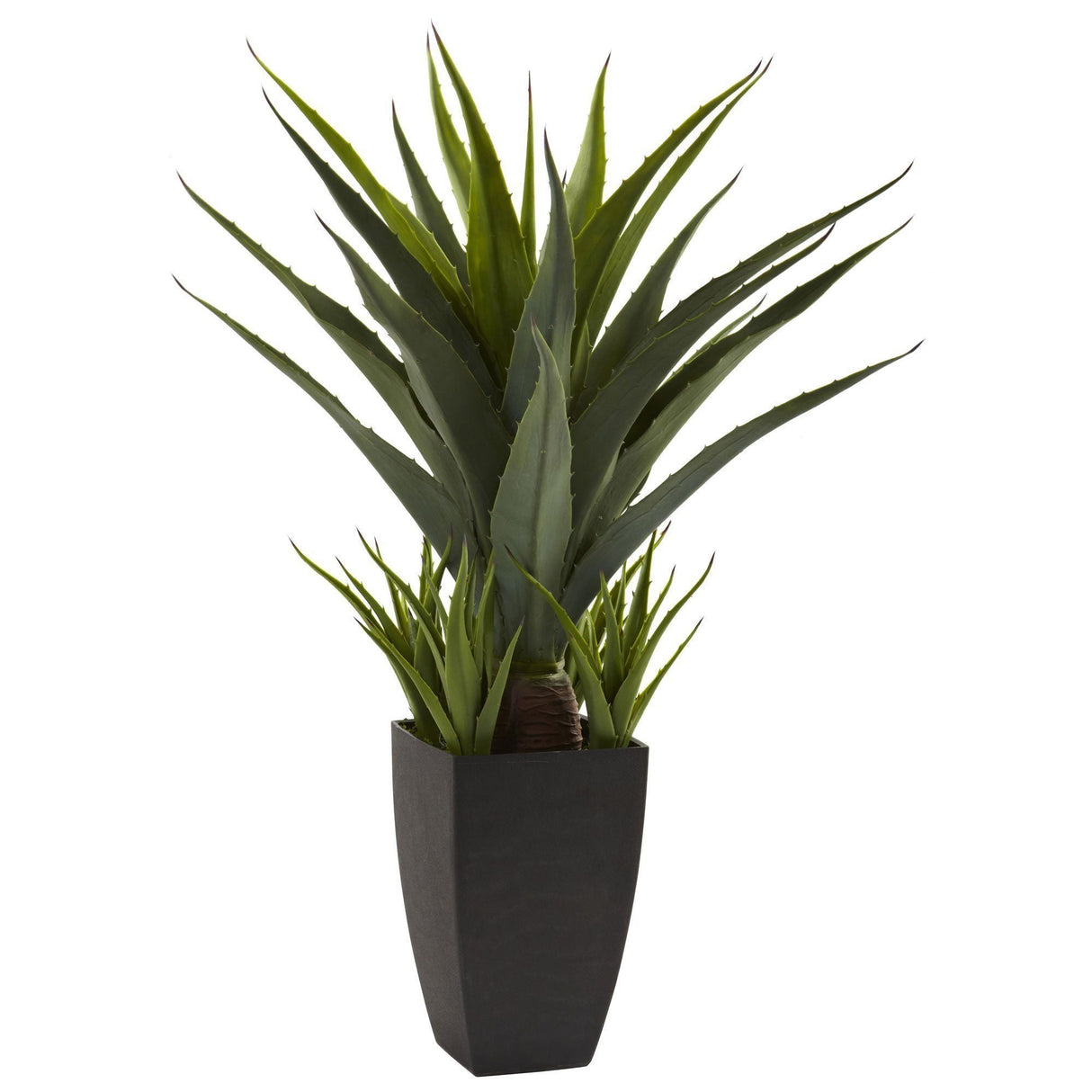 Agave w/Black Planter by Nearly Natural