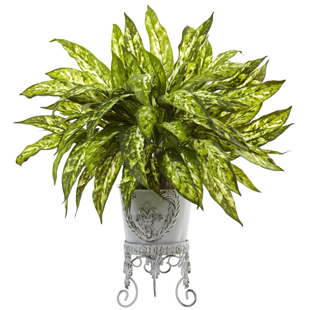 Aglaonema with Metal Planter by Nearly Natural