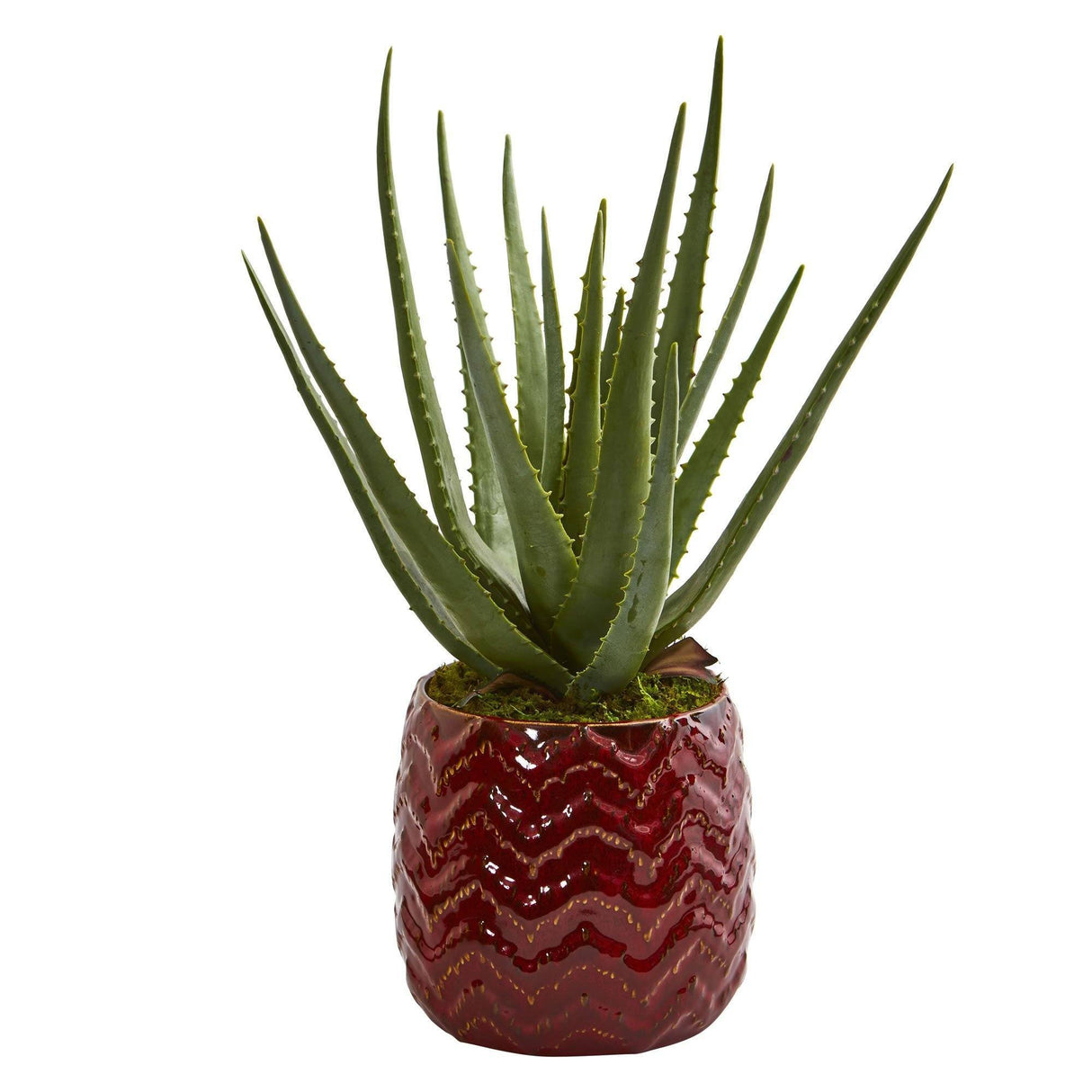 Aloe Artificial Plant in Red Planter by Nearly Natural