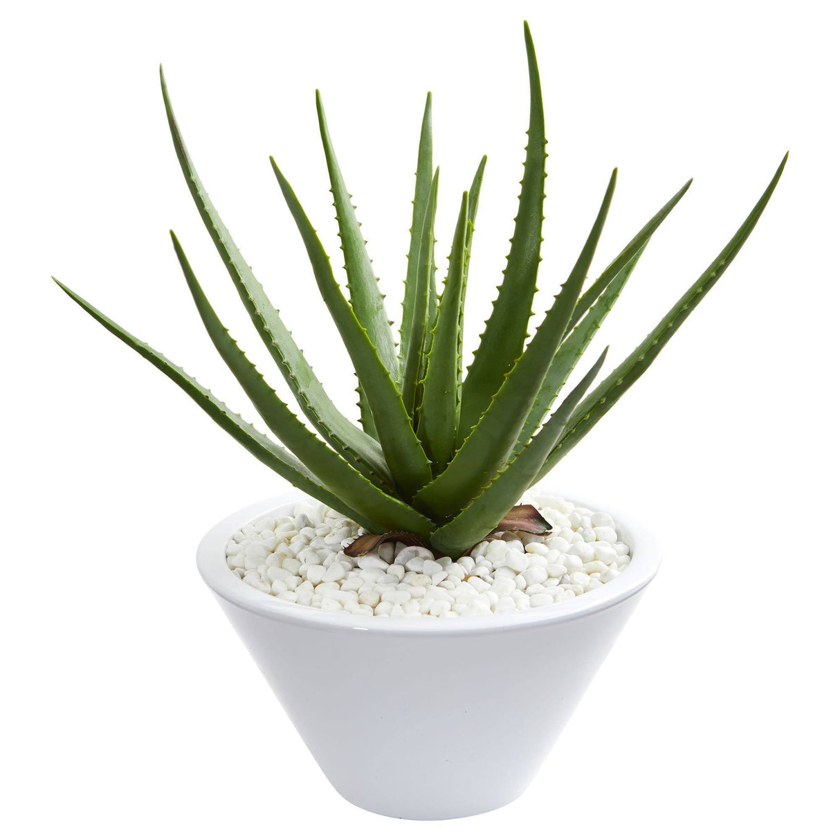 Aloe Artificial Plant in White Bowl Planter by Nearly Natural