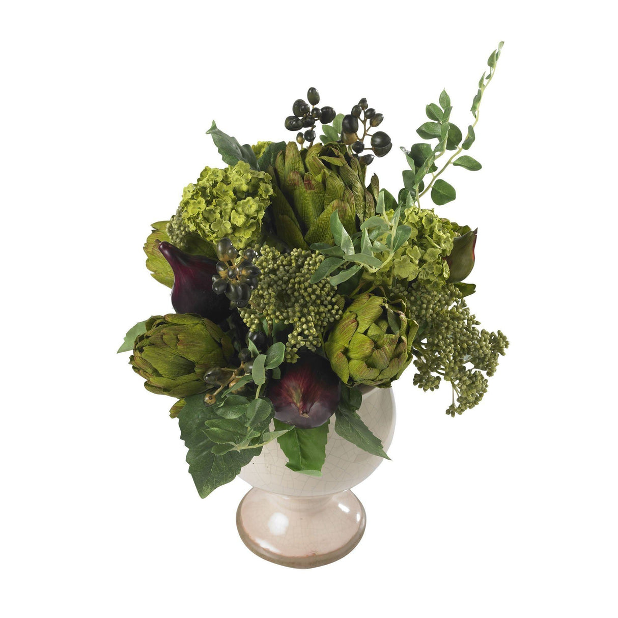 Artichoke and Hydrangea Silk Flower Arrangement by Nearly Natural