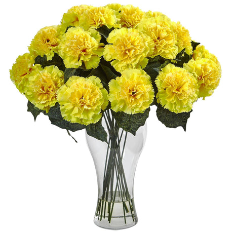 Blooming Carnation Arrangement w/Vase by Nearly Natural