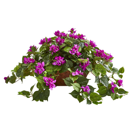 Bougainvillea in Metal Planter by Nearly Natural