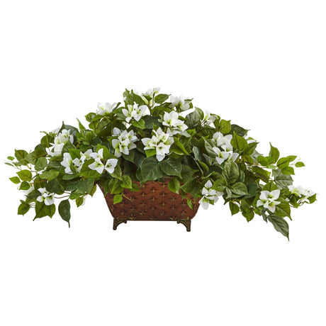 Bougainvillea in Metal Planter by Nearly Natural