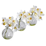 Cymbidium w/Vase  Silk Flower Arrangement (Set of 3) by Nearly Natural