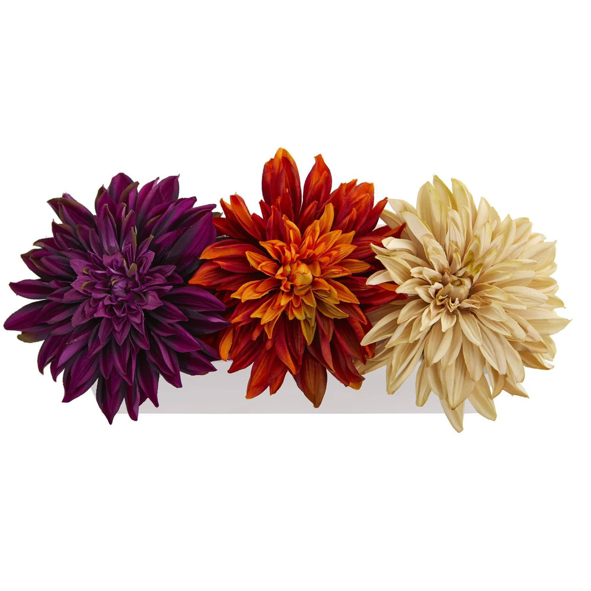 Dahlia Artificial Arrangement in White Planter by Nearly Natural