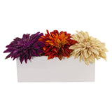 Dahlia Artificial Arrangement in White Planter by Nearly Natural