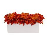 Dahlia Artificial Arrangement in White Planter by Nearly Natural