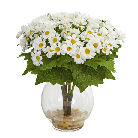 Daisy Artificial Arrangement in Fluted Vase by Nearly Natural