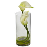 Double Calla Lily w/Cylinder (Set of 2) by Nearly Natural