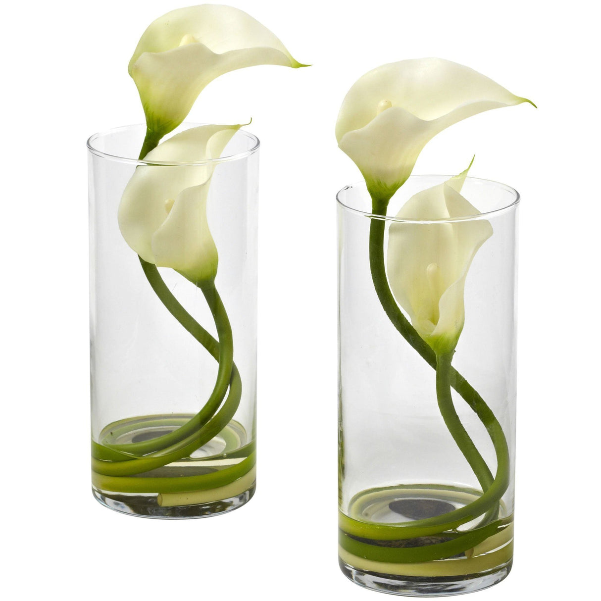 Double Calla Lily w/Cylinder (Set of 2) by Nearly Natural