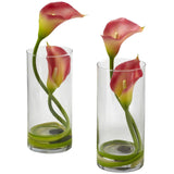 Double Calla Lily w/Cylinder (Set of 2) by Nearly Natural