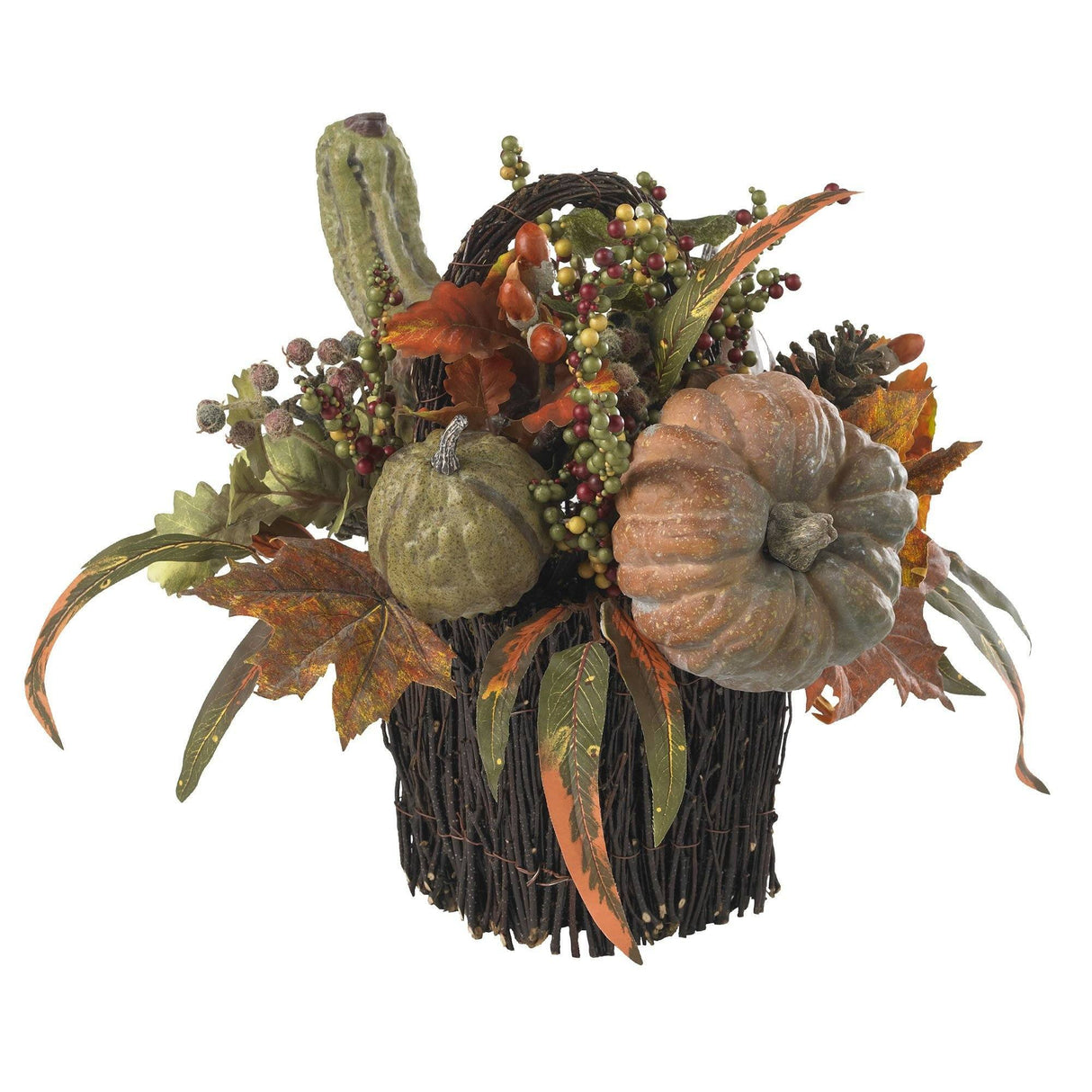 Fall Pumpkin & Berry Table Arrangement by Nearly Natural