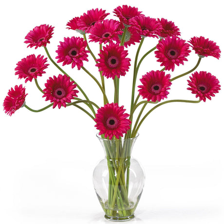 Gerber Daisy Liquid Illusion Silk Flower Arrangement by Nearly Natural