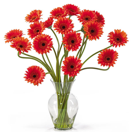 Gerber Daisy Liquid Illusion Silk Flower Arrangement by Nearly Natural