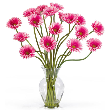 Gerber Daisy Liquid Illusion Silk Flower Arrangement by Nearly Natural