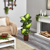 Golden Dieffenbachia w/Decorative Planter by Nearly Natural