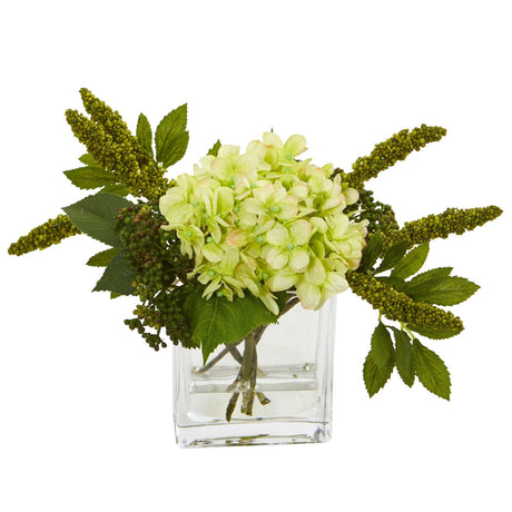 Hydrangea Artificial Arrangement in Vase (Set of 2) by Nearly Natural