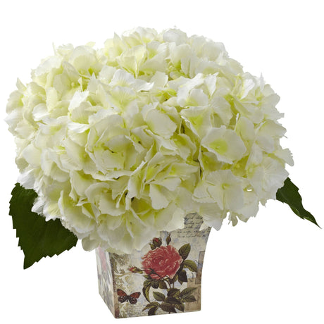 Hydrangea with Floral Planter by Nearly Natural