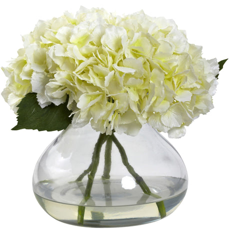 Large Blooming Hydrangea w/Vase by Nearly Natural