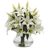 Large Lily Arrangement with Vase by Nearly Natural