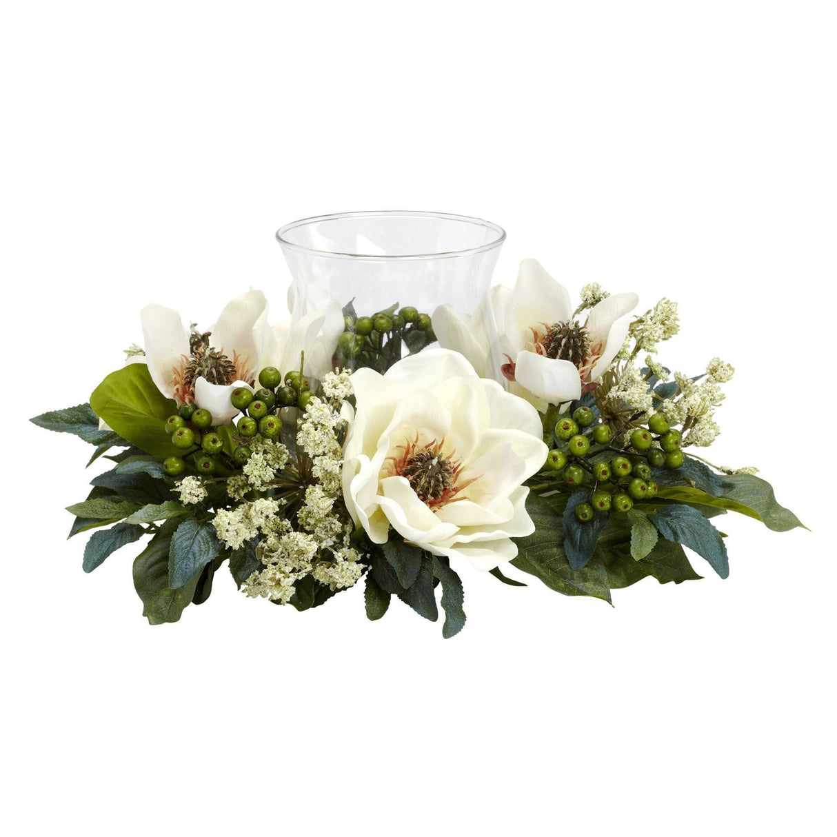 Magnolia Candelabrum Silk Flower Arrangement by Nearly Natural