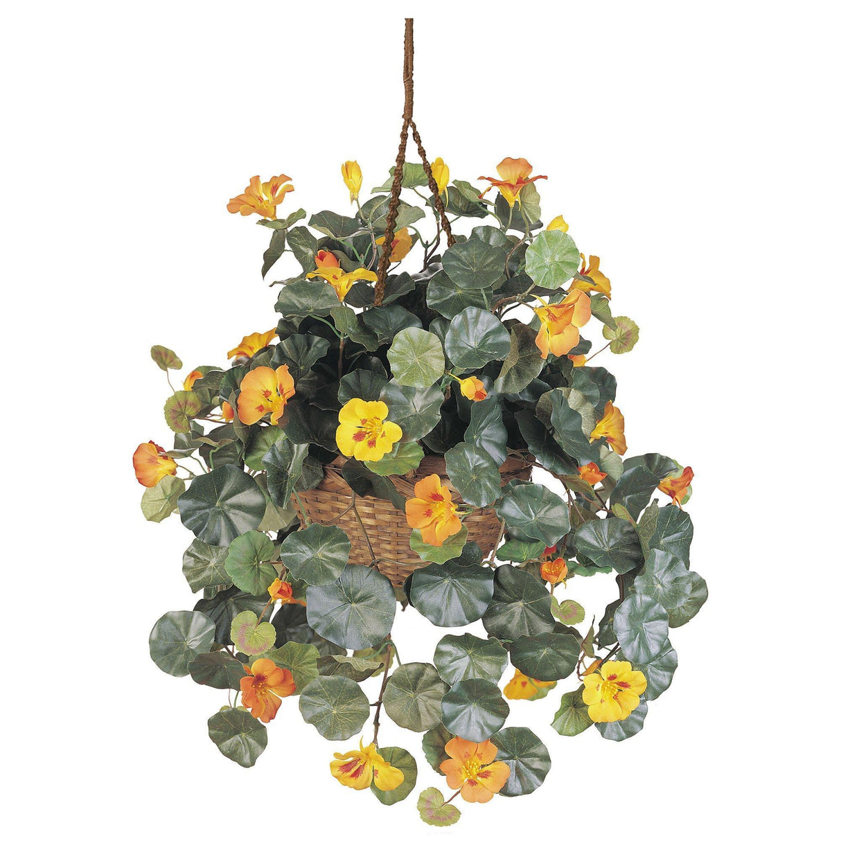 Nasturtium Silk Hanging Basket by Nearly Natural