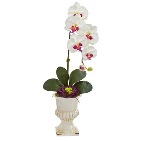 Orchid and Succulent Artificial Arrangement in Urn by Nearly Natural